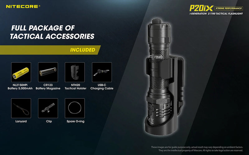 Nitecore P20iX USB-C Rechargeable Tactical Flashlight 4000 Lumens with NL2150HPi 5000mAh Battery Self-defense Troch Light