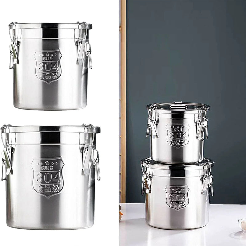 6L/12L Stainless Steel Airtight Canister with Locking Clamp Grain Containers Bucket for Kitchen cocina