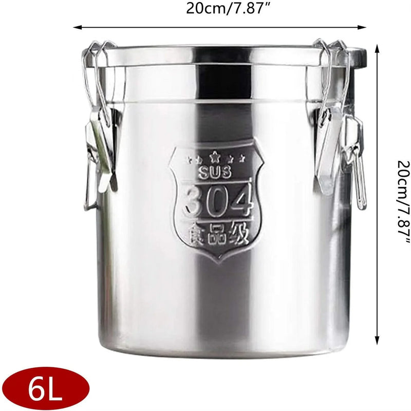 6L/12L Stainless Steel Airtight Canister with Locking Clamp Grain Containers Bucket for Kitchen cocina