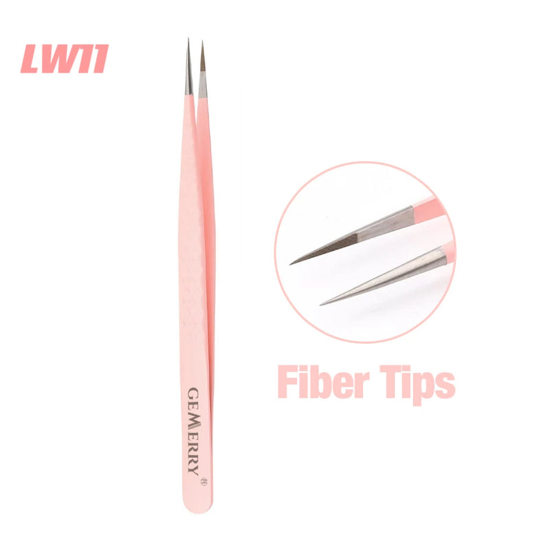 Custom Private Logo 1 Pcs Eyelash Stainless Tweezers With Fiber Tips High Precision Anti-Static Tweezers Minimum order of 30 pcs