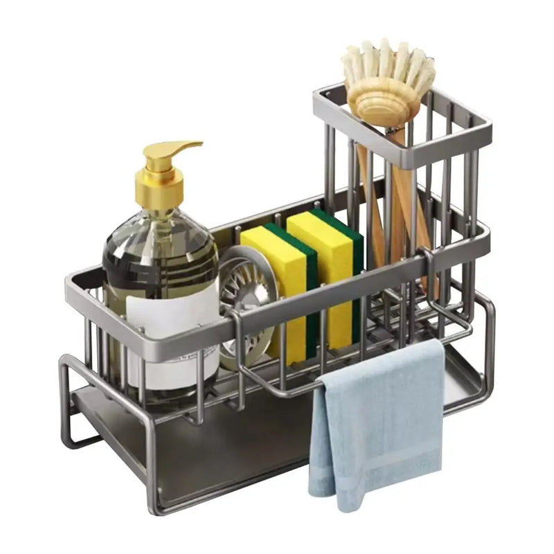 Kitchen Sink Caddy Sponge Holder for Kitchen Sink with Brush Holder, Kitchen Sink Cocina Organizer and Storage Dish Soap Sponge