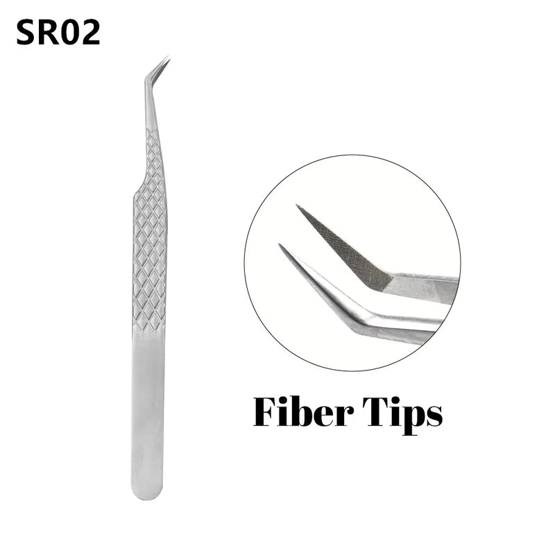 Custom Private Logo 1 Pcs Eyelash Stainless Tweezers With Fiber Tips High Precision Anti-Static Tweezers Minimum order of 30 pcs