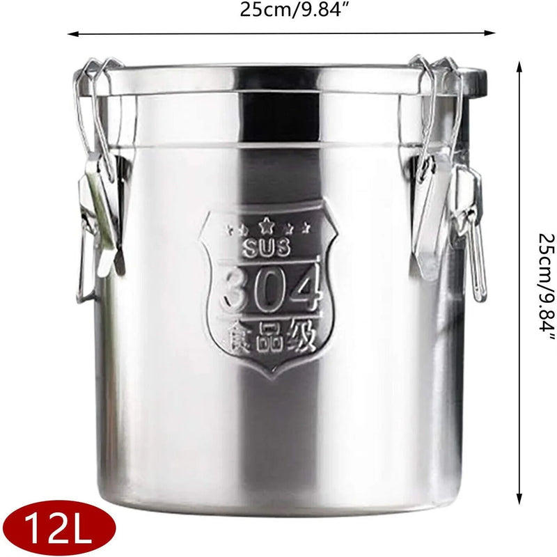 6L/12L Stainless Steel Airtight Canister with Locking Clamp Grain Containers Bucket for Kitchen cocina