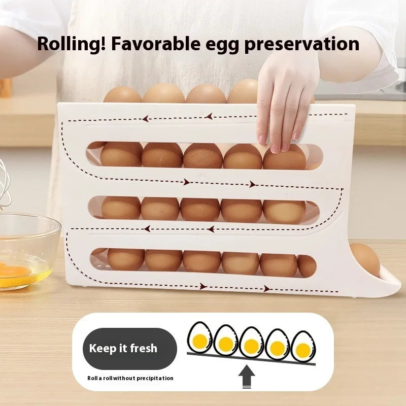 Automatic Step Egg Holder Refrigerator Egg Organiser Kitchen Egg Dispenser Refrigerator Organiser organizador cocina