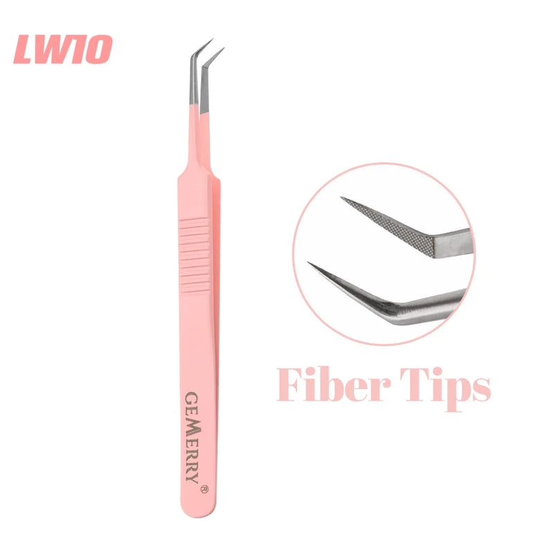 Custom Private Logo 1 Pcs Eyelash Stainless Tweezers With Fiber Tips High Precision Anti-Static Tweezers Minimum order of 30 pcs