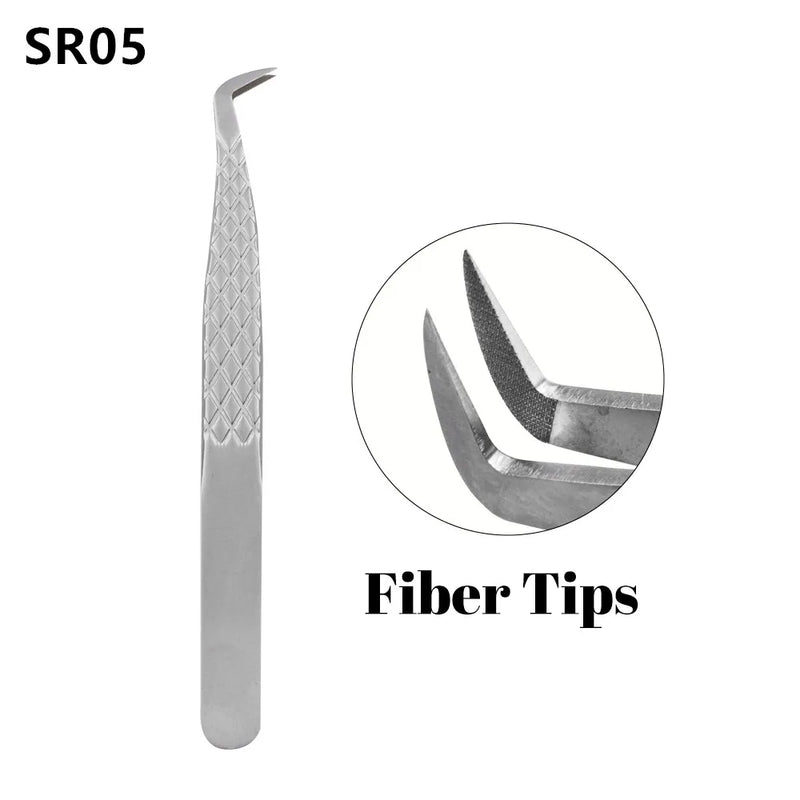 Custom Private Logo 1 Pcs Eyelash Stainless Tweezers With Fiber Tips High Precision Anti-Static Tweezers Minimum order of 30 pcs