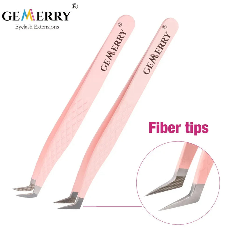 Custom Private Logo 1 Pcs Eyelash Stainless Tweezers With Fiber Tips High Precision Anti-Static Tweezers Minimum order of 30 pcs