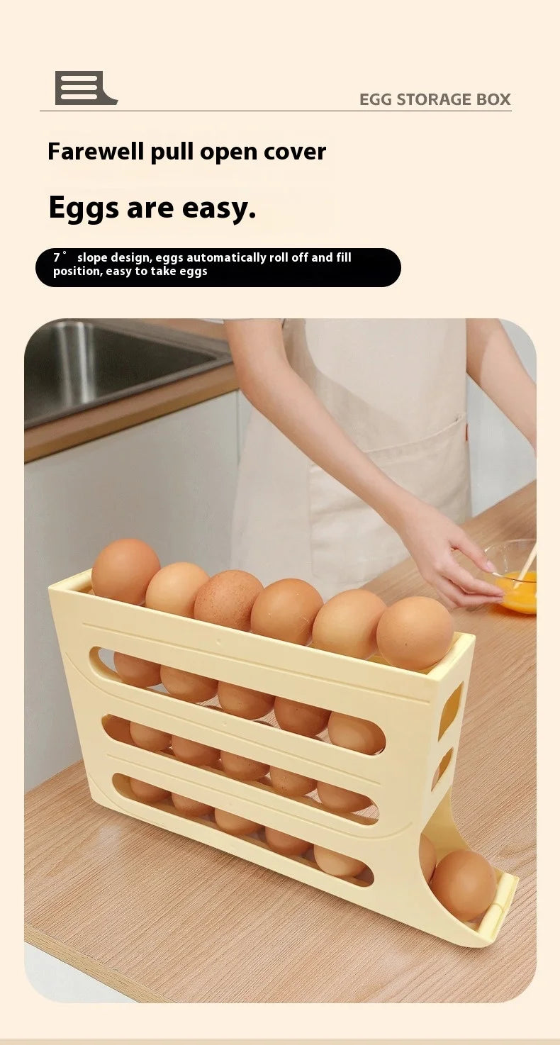 Automatic Step Egg Holder Refrigerator Egg Organiser Kitchen Egg Dispenser Refrigerator Organiser organizador cocina