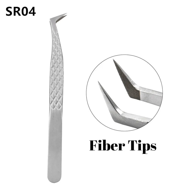 Custom Private Logo 1 Pcs Eyelash Stainless Tweezers With Fiber Tips High Precision Anti-Static Tweezers Minimum order of 30 pcs