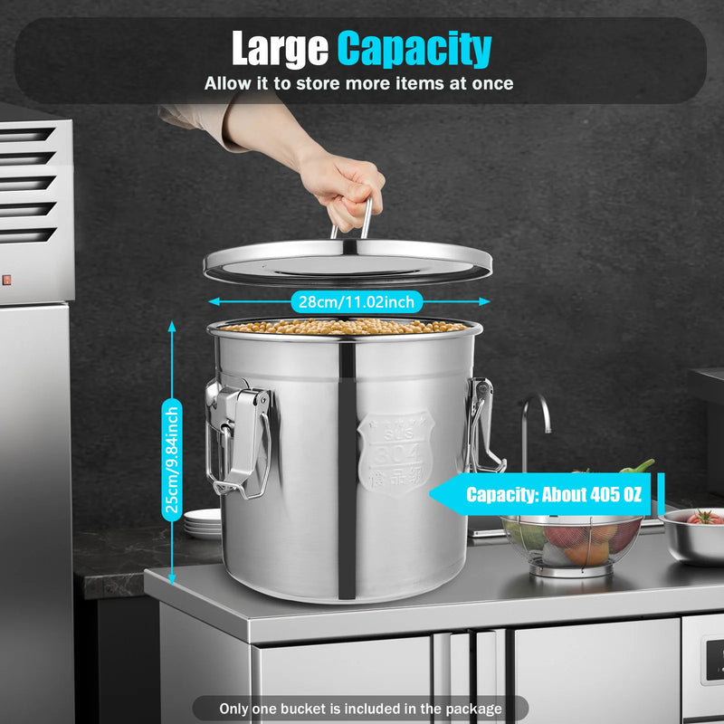 6L/12L Stainless Steel Airtight Canister with Locking Clamp Grain Containers Bucket for Kitchen cocina