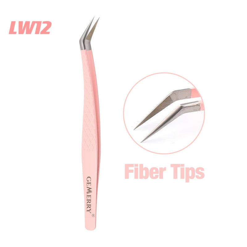 Custom Private Logo 1 Pcs Eyelash Stainless Tweezers With Fiber Tips High Precision Anti-Static Tweezers Minimum order of 30 pcs